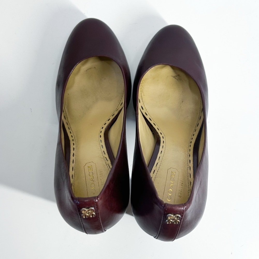 Coach Women’s Tonianne Burgundy Smooth Leather Pumps High Heels Size 8B - Picture 7 of 9